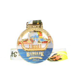 BANGKOK MARATHON 2023 เหรียญรางวัลซิงค์อัลลอยโลหะ สีชุบเงา