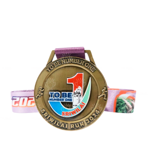TO BE NUMBER ONE SRIWILAI RUN 2024 เหรียญรางวัลซิงค์อัลลอยโลหะ สีชุบรมดำ
