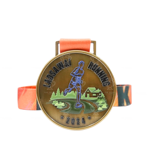 LADSAWAI RUNNING 2024 เหรียญรางวัลซิงค์อัลลอยโลหะ สีชุบรมดำ